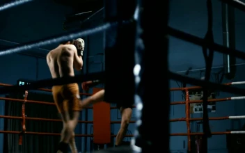 Stock Footage Two Box Fighters On The Ring