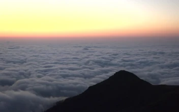Stock Footage Twilight Before Sunrise Over The Clouds Landscape