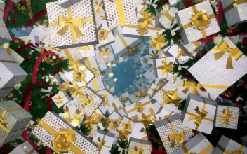Stock Footage Tunnel Surrounded By Gifts D Christmas Trees