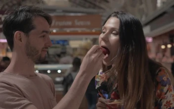 Stock Footage Trying Samples At A Cooking Expo