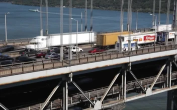 Stock Footage Trucks On The Washington Bridge