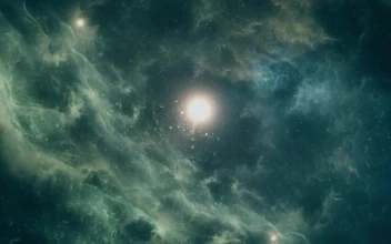 Stock Footage Traveling In Space Towards A Star Through Nebulae