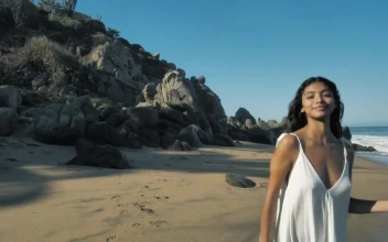 Stock Footage Woman Running Happily On The Beach Free