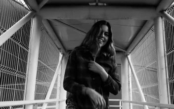 Stock Footage Woman Walking On A Pedestrian Bridge Free