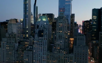 Stock Footage Zoom Out Aerial Shot Of Manhattan City At Dusk Free