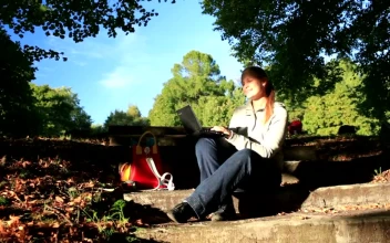 Stock Footage Working From The Park With Her Laptop Free