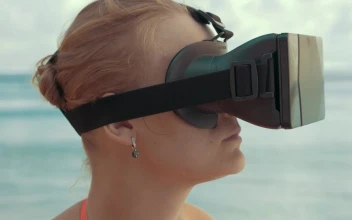 Stock Footage Woman Watching A Vr Video Outside Free