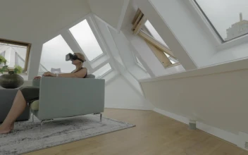 Stock Footage Woman In A Modern Apartment Exploring Vr Free