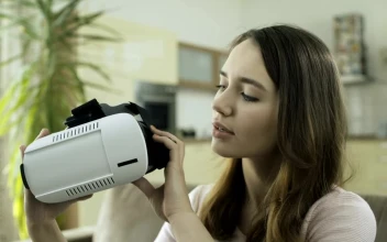 Stock Footage Woman Tries Virtual Reality At Home Free