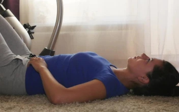 Stock Footage Woman Doing Breathing Exercises In Her Home Free