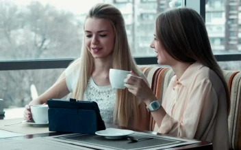 Stock Footage Women Having A Conversation In The Cafeteria Free