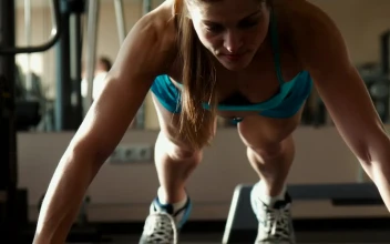 Stock Footage Woman Doing Push Ups In The Gym Free