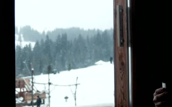 Stock Footage Woman Drinking Tea By The Window On A Snowy Day Free