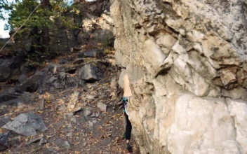 Stock Footage Young Man Climbing A Rock Free