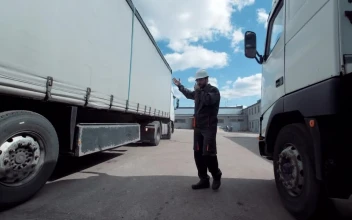 Stock Footage Working Giving Directions To Freight Truck Free