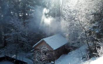 Stock Footage Wooden Hut In The Winter Forest Free