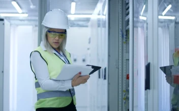 Stock Footage Woman With Security Helmet In The Control Room Free