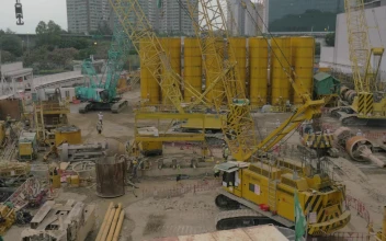 Stock Footage Yellow Crane At A Construction Site Free
