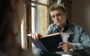 Stock Footage Young Student Talking To A Classmate Free