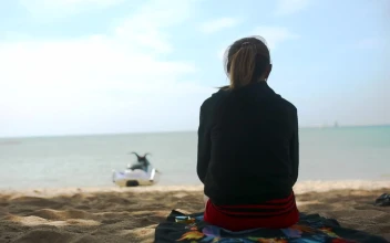 Stock Footage Young Girl Looking Out Over A Calm Ocean Free