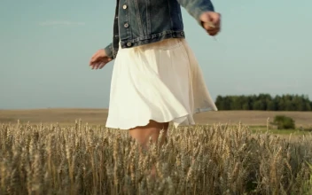 Stock Footage Woman In White Dress Dancing In The Field Free
