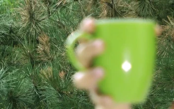 Stock Footage Young Woman Drinking Coffee Near A Garden Free