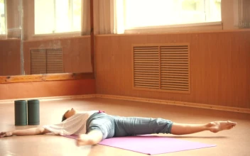 Stock Footage Young Woman Lying On The Floor Doing Yoga Free