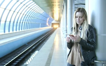 Stock Footage Young Woman Texting On Her Mobile Phone At The Metro Free