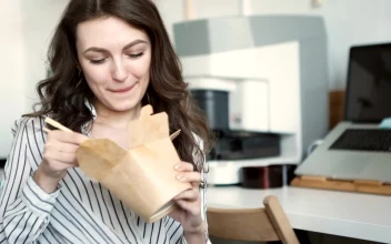 Stock Footage Young Woman Eating Takeout Food On Office Break Free