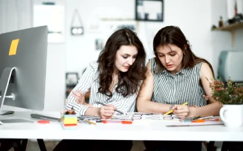 Stock Footage Young Women Talk About Design Project In Modern Office Free