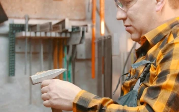 Stock Footage Woodworker Blowing Off Dust From The Hammer Free