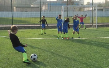 Stock Footage Young Boy Scoring A Goal From A Free Kick Free