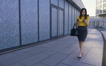 Stock Footage Woman Walking To Work With Her Coffee Free