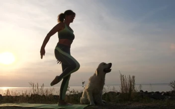 Stock Footage Woman Doing Yoga At Sunset Free