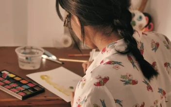 Stock Footage Young Artist Painting With Watercolors Free