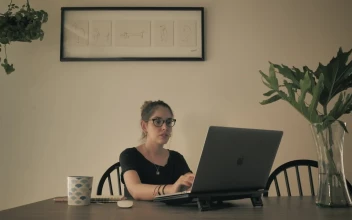 Stock Footage Woman Doing Home Office In Dining Room Free