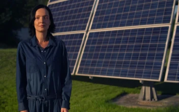 Stock Footage Woman Standing In Front Of A Solar Panel Free