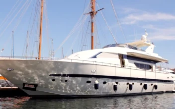 Stock Footage Yacht Anchored In The Port Free