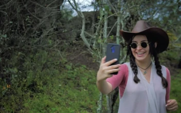 Stock Footage Woman On A Video Call In The Woods Free