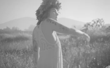 Stock Footage Young Women Wearing White Dresses Dancing In The Tall Grass Free