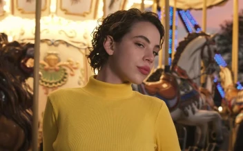Stock Footage Woman Standing In Front Of Carrousel Free