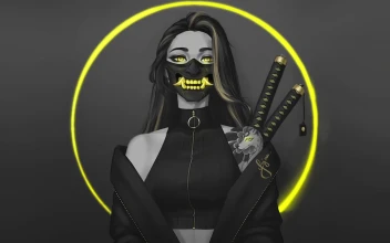 Ninja Girl with Oni mask For PC