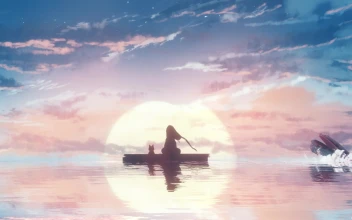anime whale jumping out of water animated wallpaper