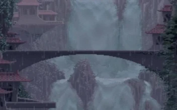 iPhone and Android Rainy Waterfall Pixel Live Phone Wallpaper