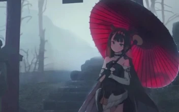 iPhone and Android Anime Cue Girl With Umbrella Phone