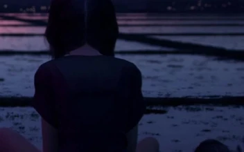 iPhone and Android Lonely Girl Watching City Skyline And Train Live Phone Wallpaper