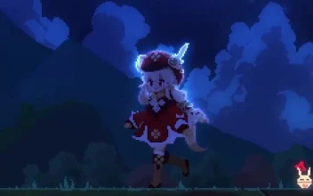 Game Klee Walking Pixel Genshin Impact Phone Wallpaper Anime Iphone And Android