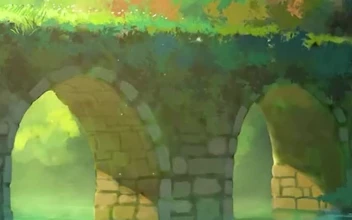 Cool stone bridge in forest iphone wallpaper aesthetic