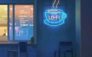 iPhone and Android Lofi Coffee Shop Night Live Phone Wallpaper