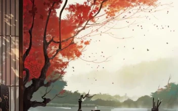 iPhone and Android Old House Japan Autumn Leaves Live Phone Wallpaper